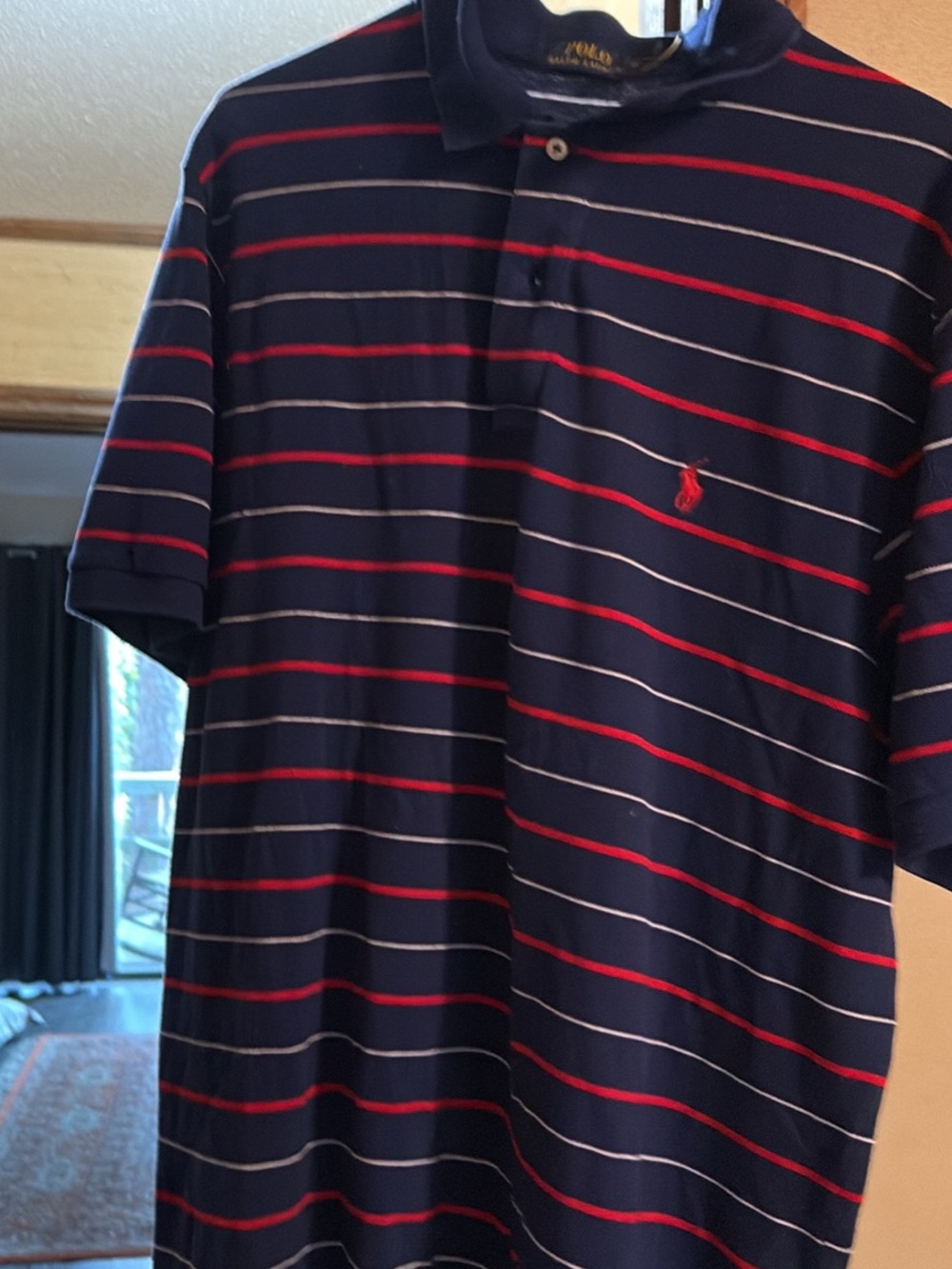 Ralph Lauren Navy Polo with Red & White Stripes